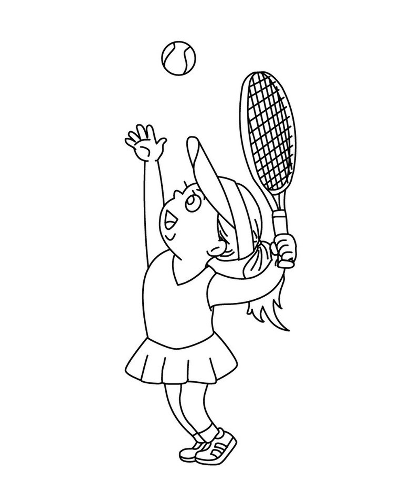 coloriage joueuse tennis fille raquette