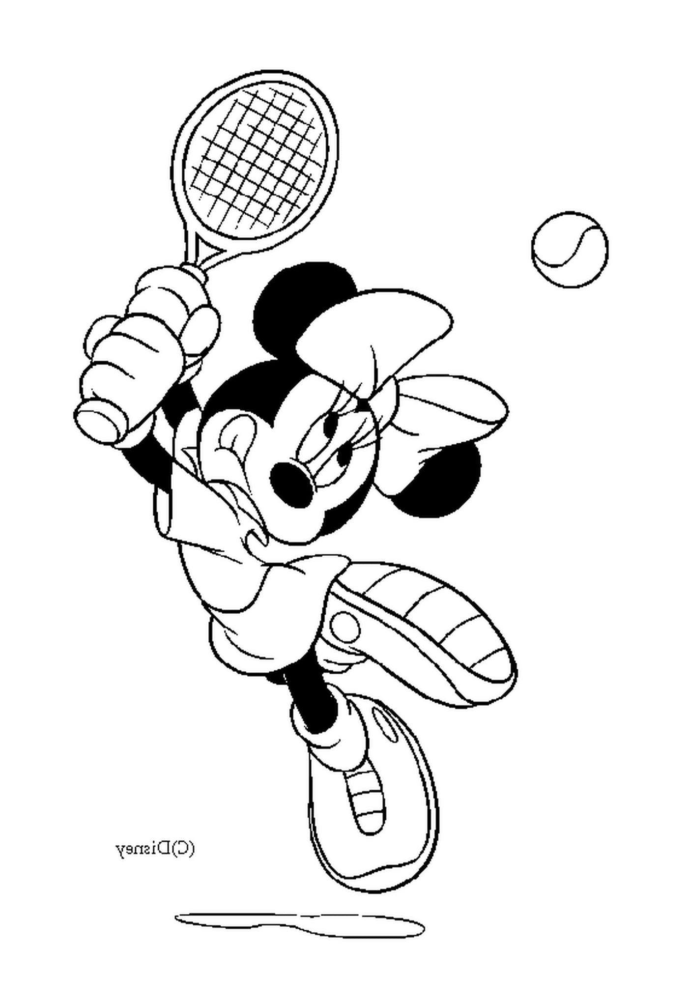 coloriage Minnie joue au tennis