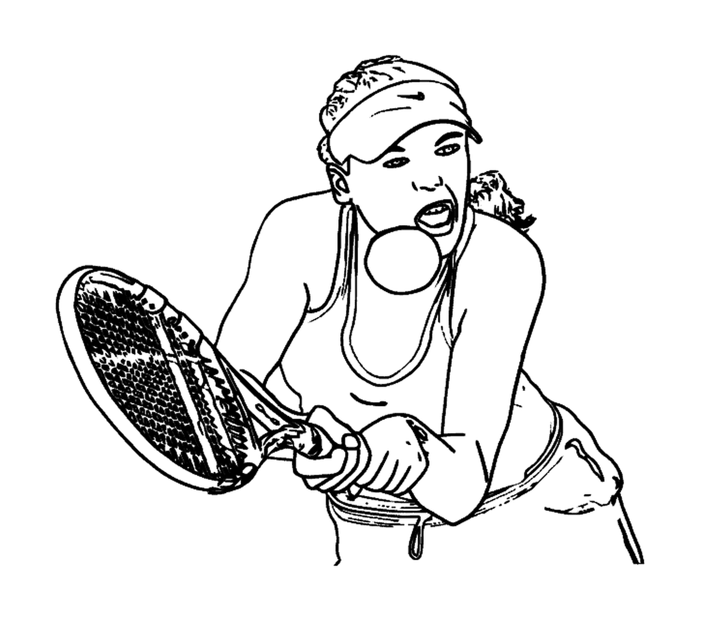 coloriage joueuse de tennis avec une visiere