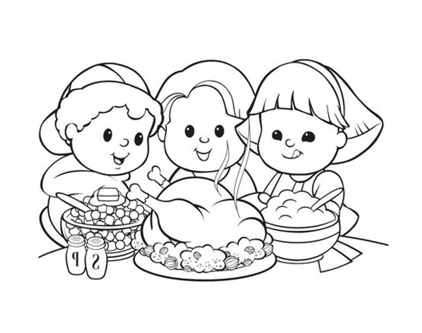 coloriage enfants Thanksgiving 