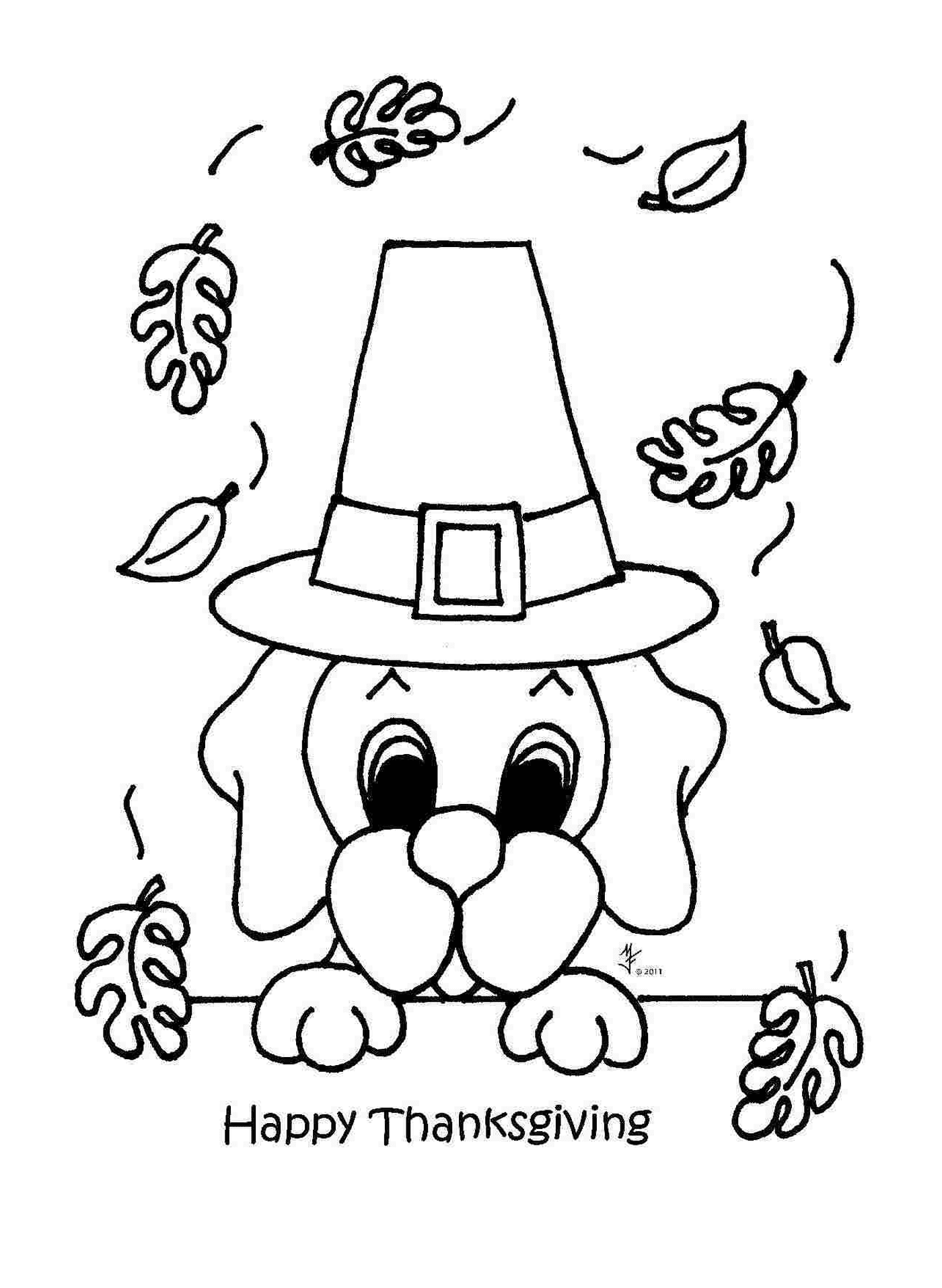 coloriage joyeuse Thanksgiving chien mignon