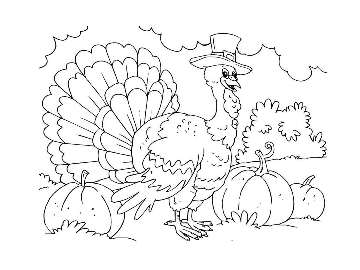 coloriage dinde pour Thanksgiving celebration