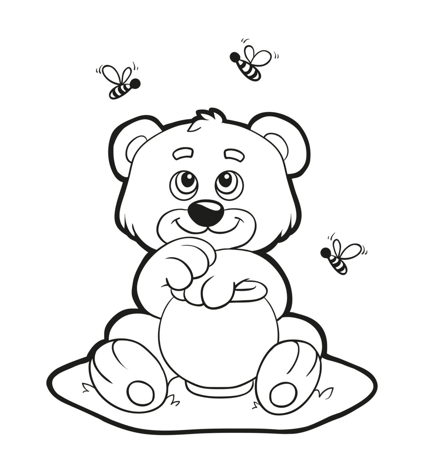 coloriage ourson bear aime le miel