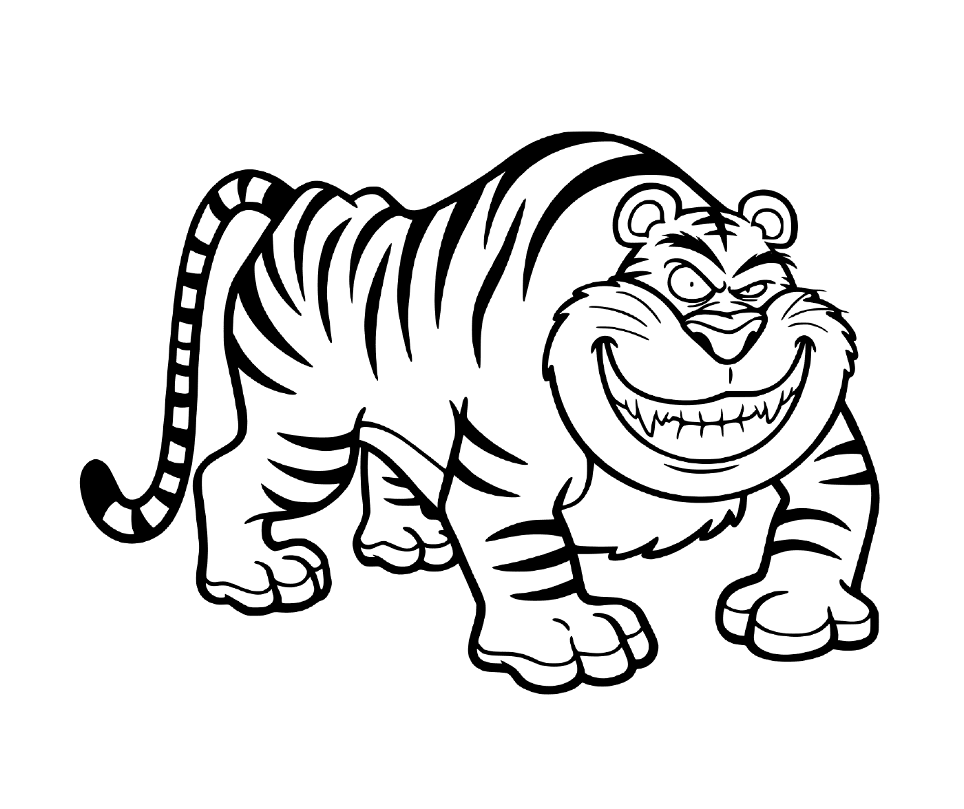 coloriage tigre cartoon amusant