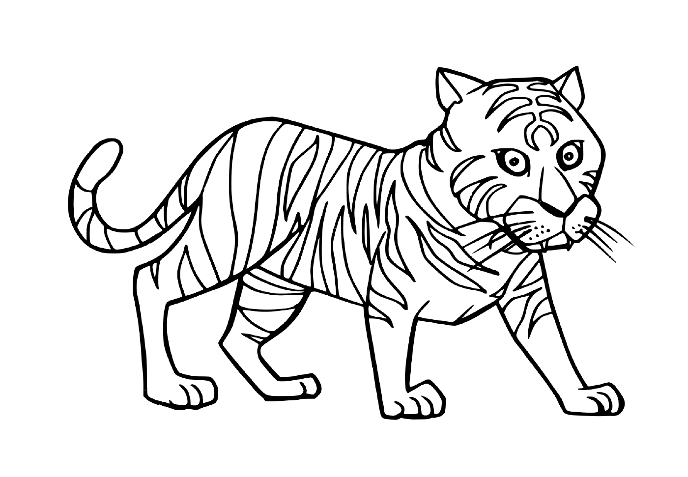 coloriage cartoon cute tigre