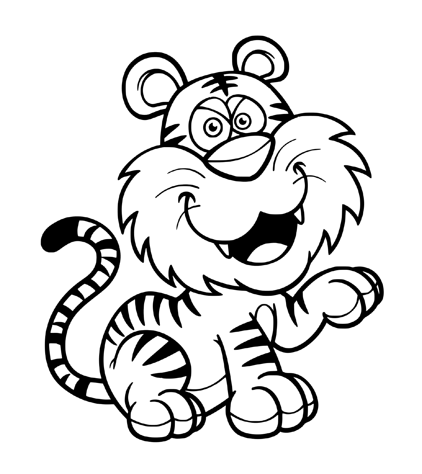 tigre dessin anime souriant