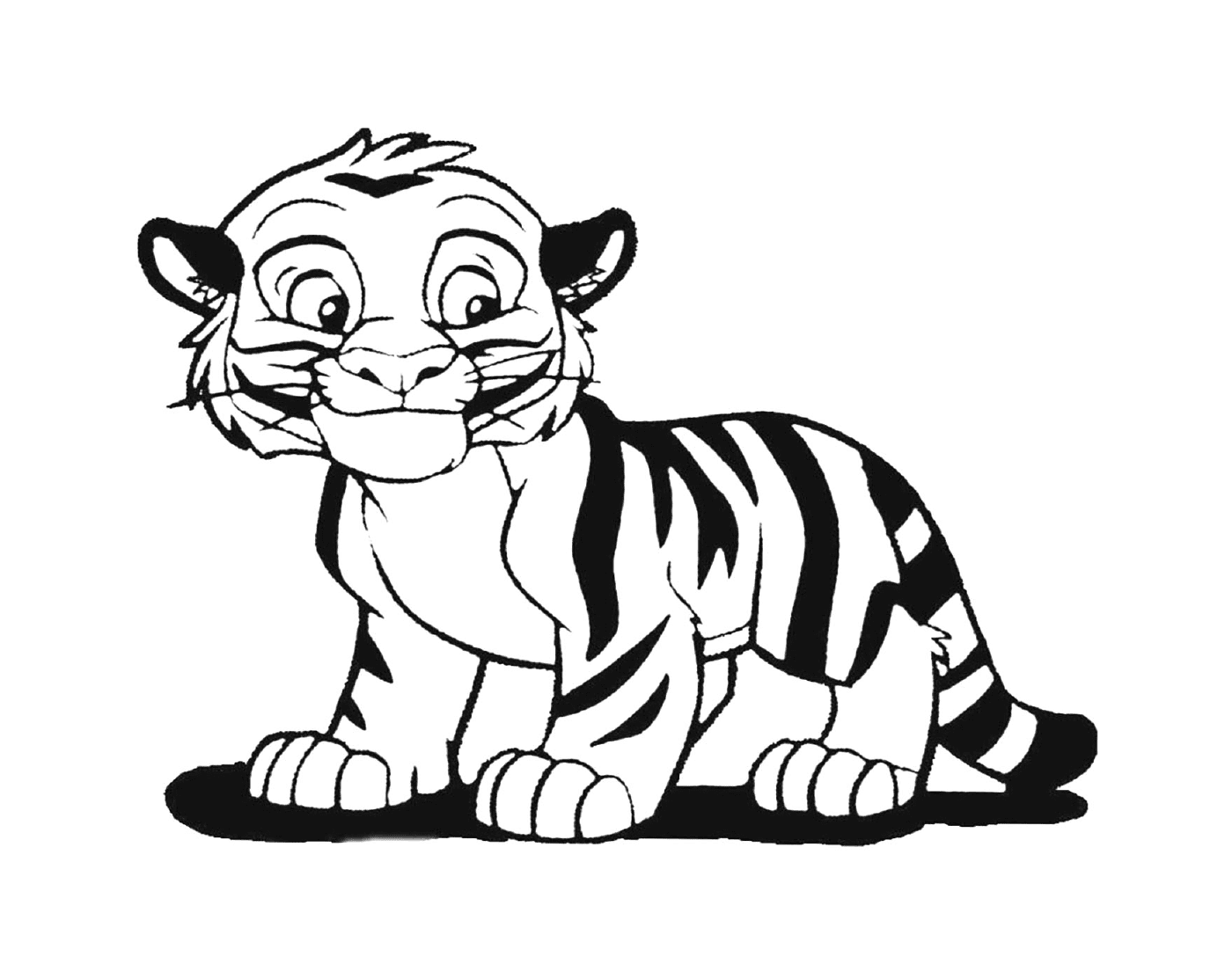 coloriage bebe tigron heureux