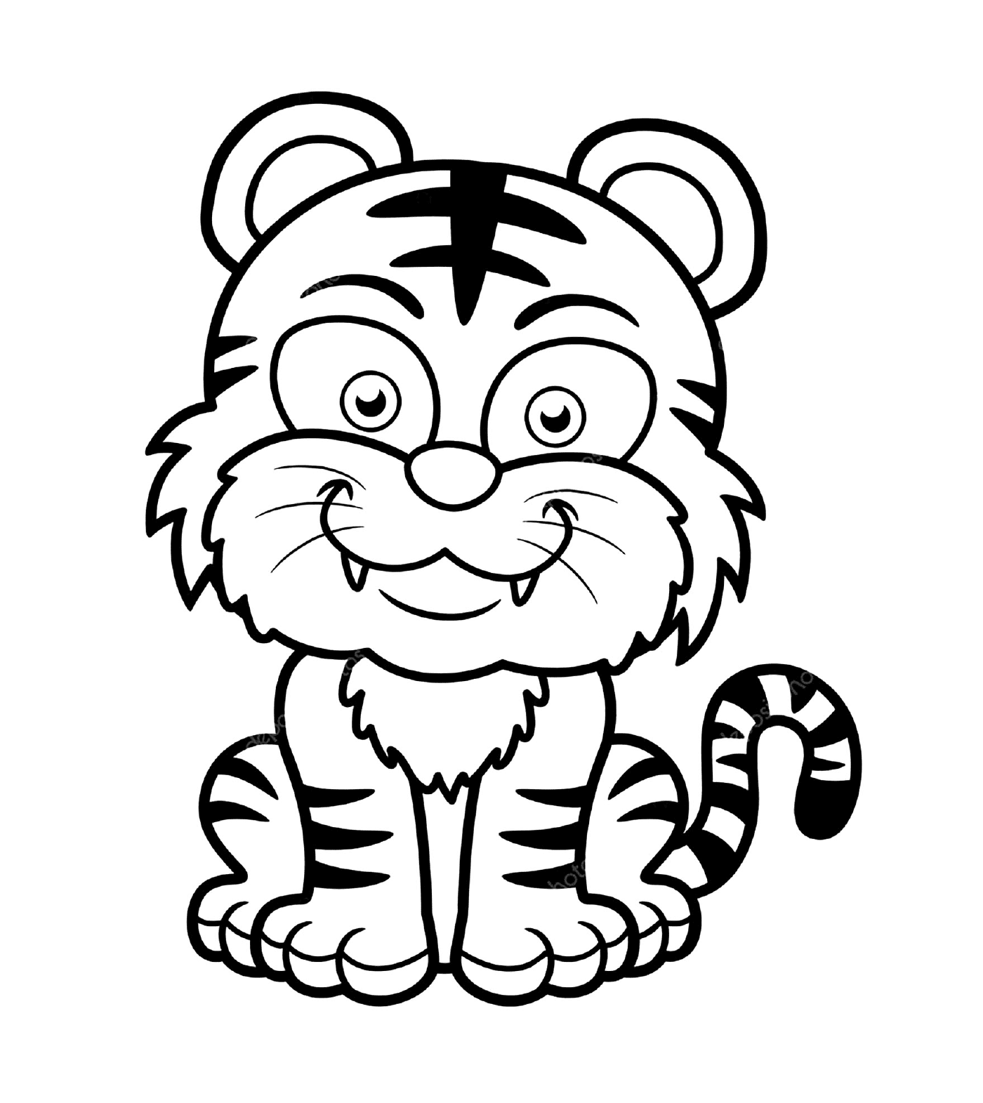 coloriage tigre enfants facile maternelle