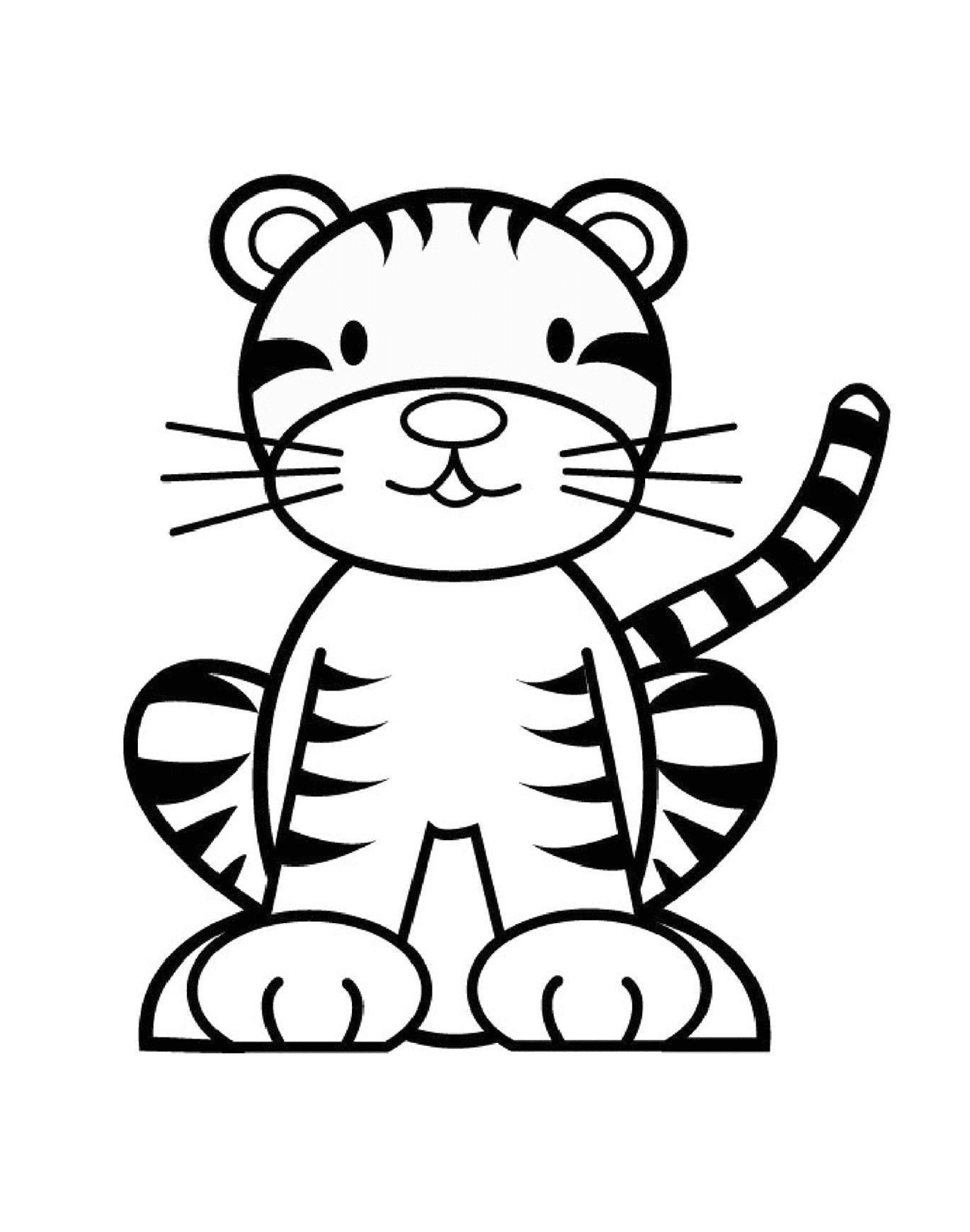 coloriage tigre tigron simple pour enfants