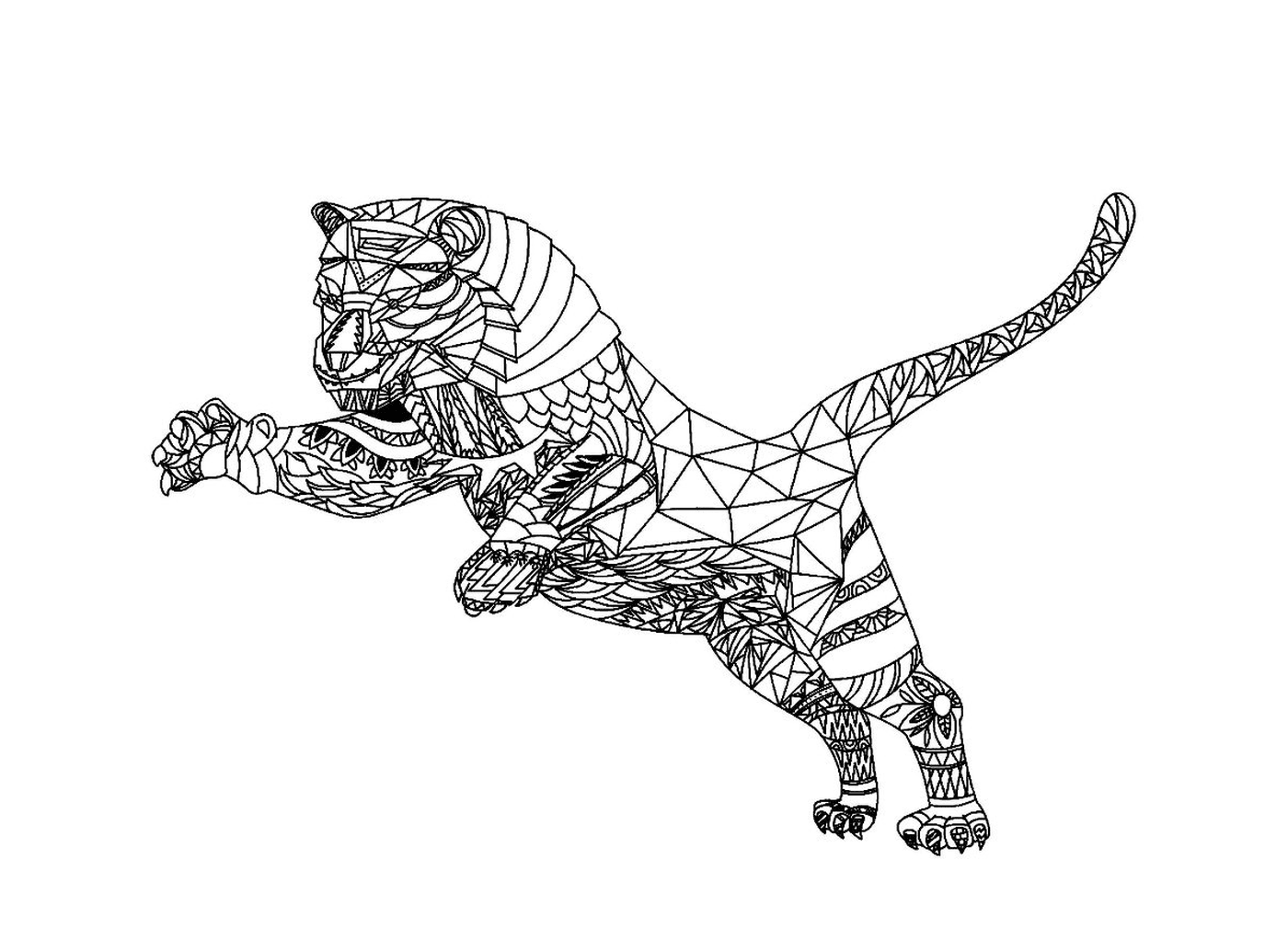 coloriage tigre zentangle pour adulte