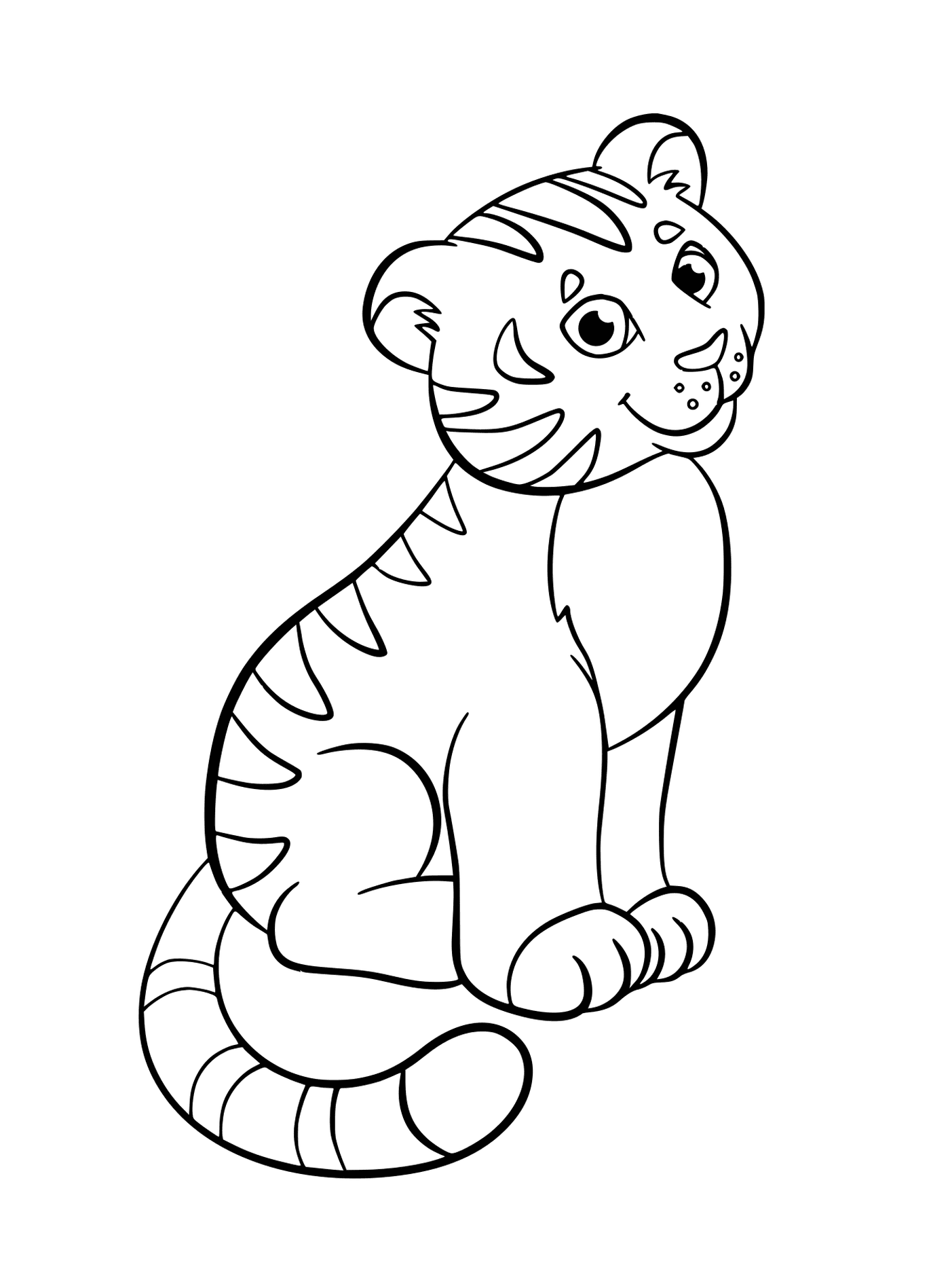 coloriage tigresse assise et souriante