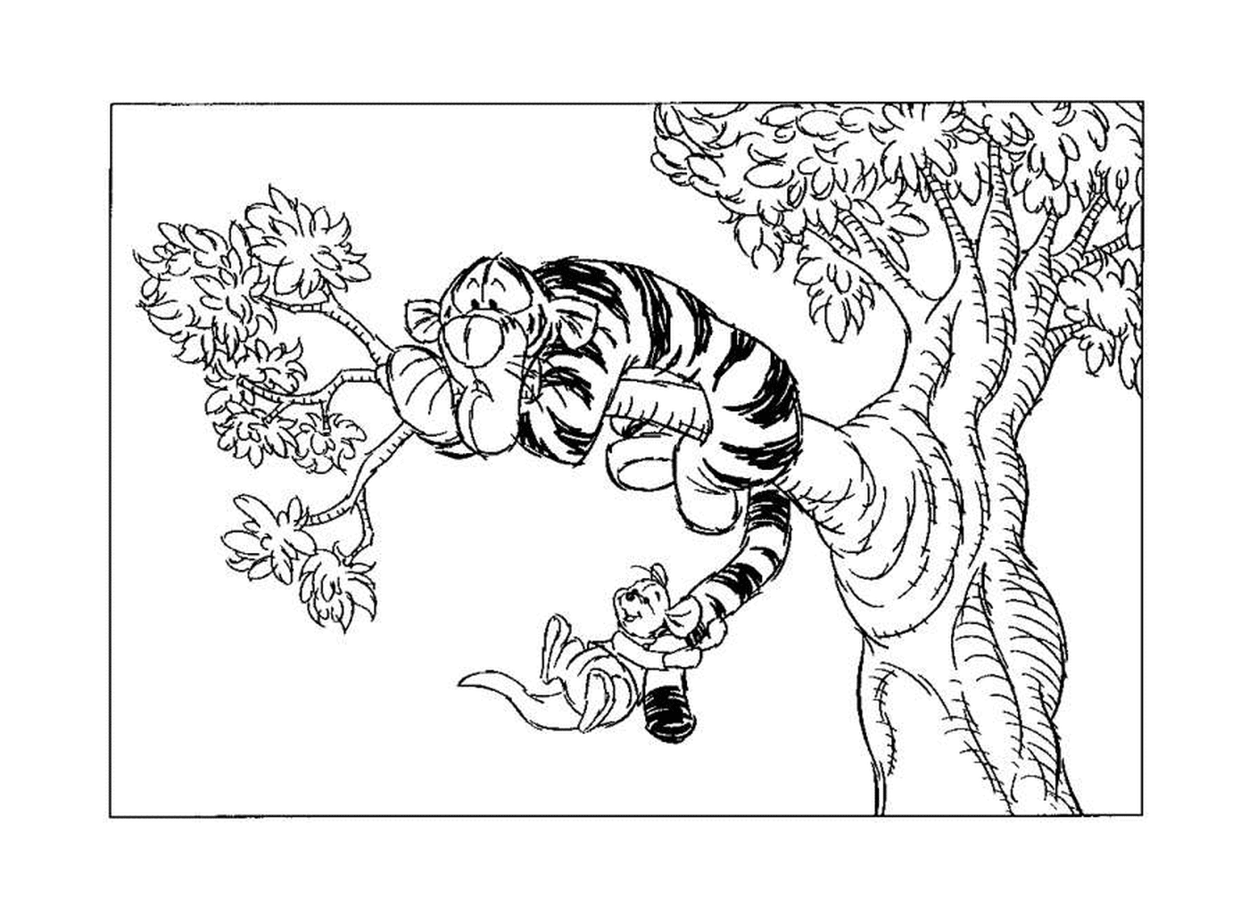 Tigrou a peur sur une branche