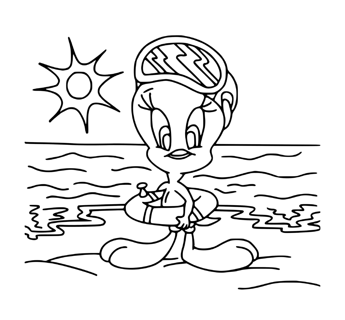 titi looney tunes a la plage en vacance