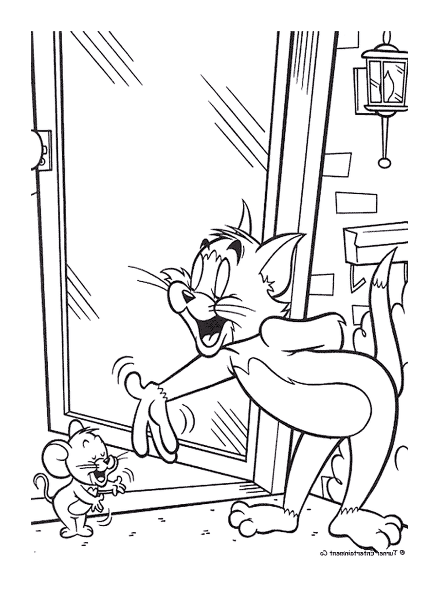 coloriage Tom et Jerry se font des politesses