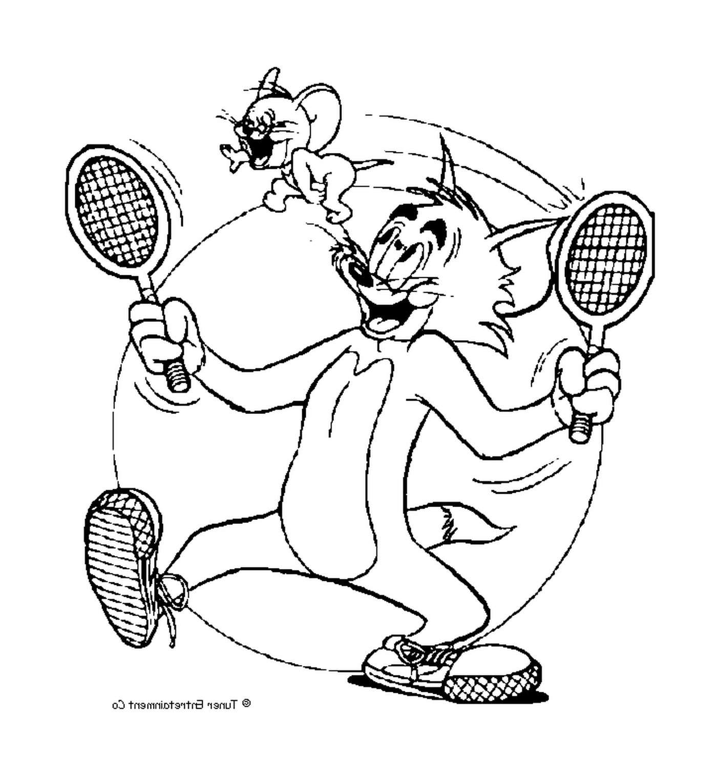 Tom joue au tennis avec Jerry comme balle