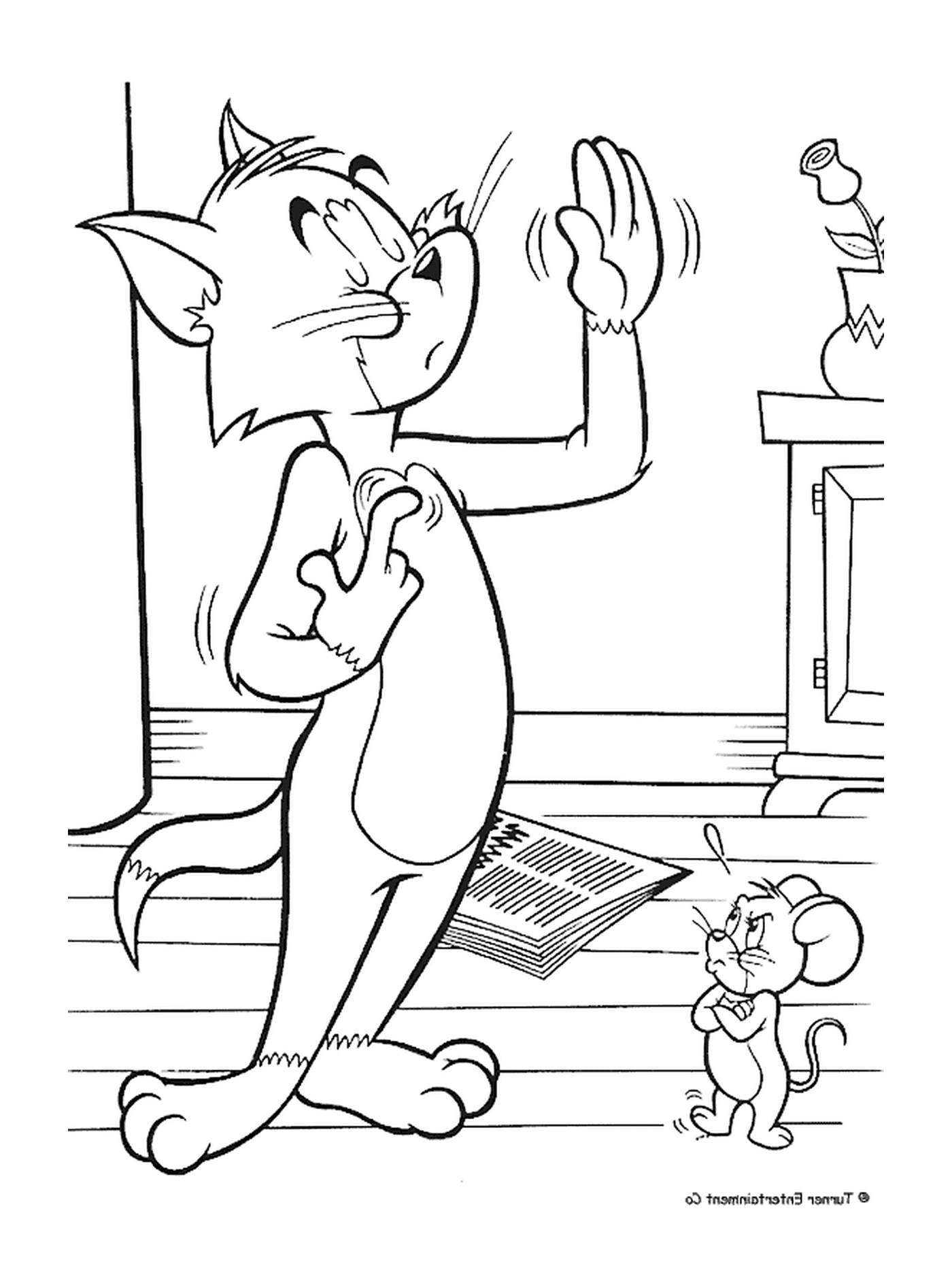 coloriage Tom veut faire la paix avec Jerry