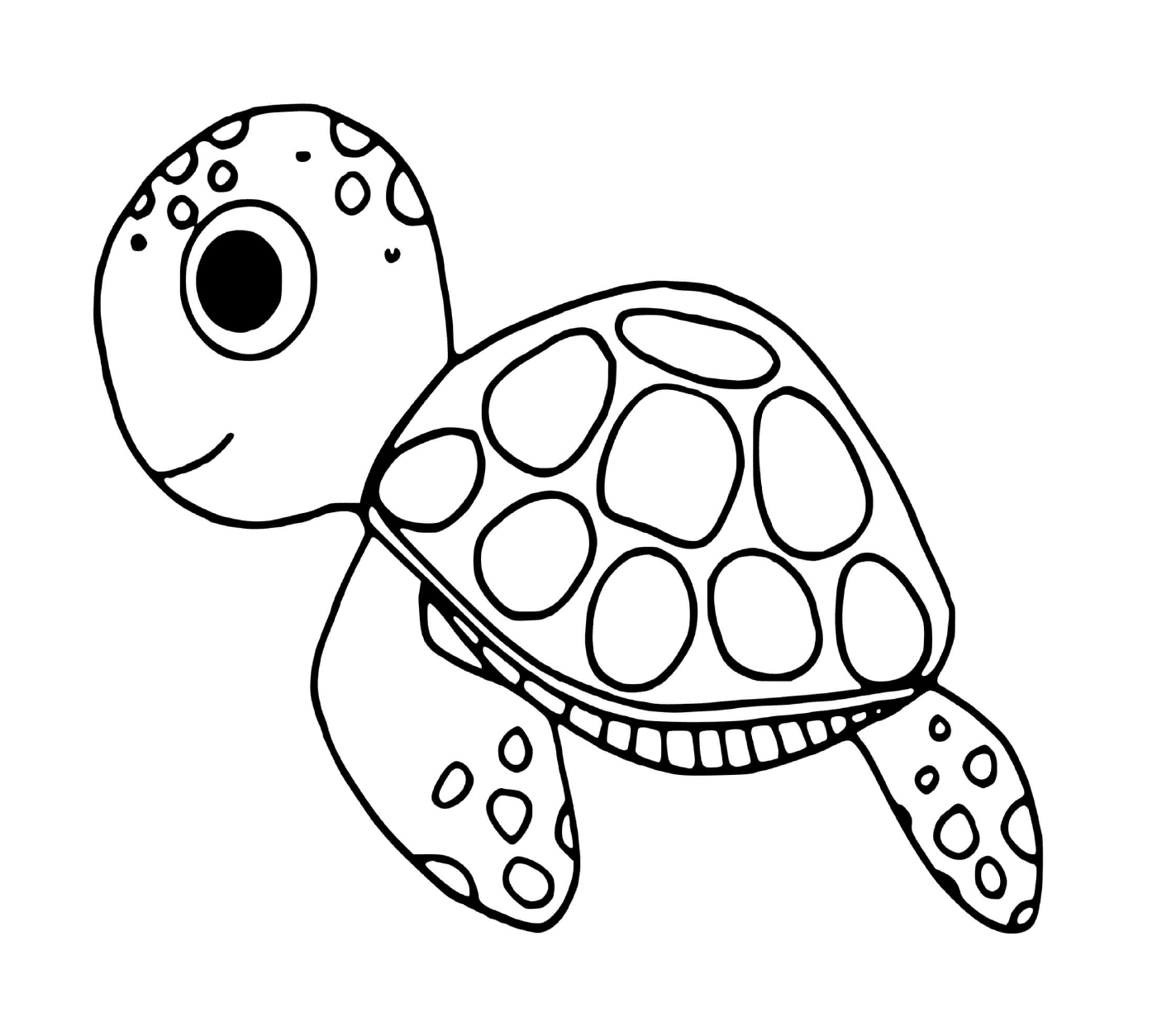coloriage tortue adorable sous la mer