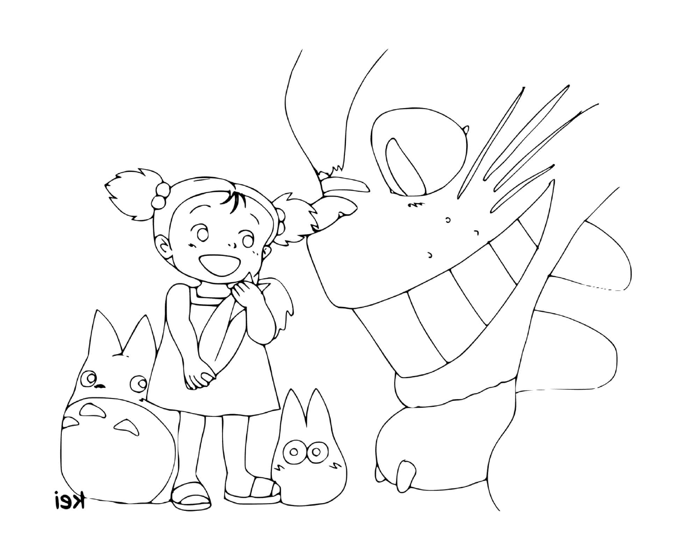 coloriage Totoro et Mei Lusaka
