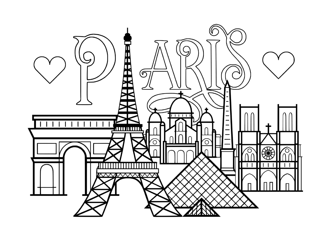 ville de paris monuments Tour Eiffel Arc de triomphe Cathedrale Notre Dame de Paris