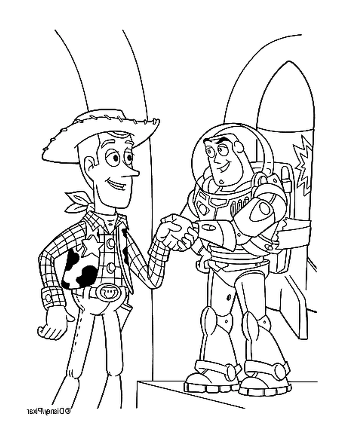 coloriage Buzz l Eclair et Woody