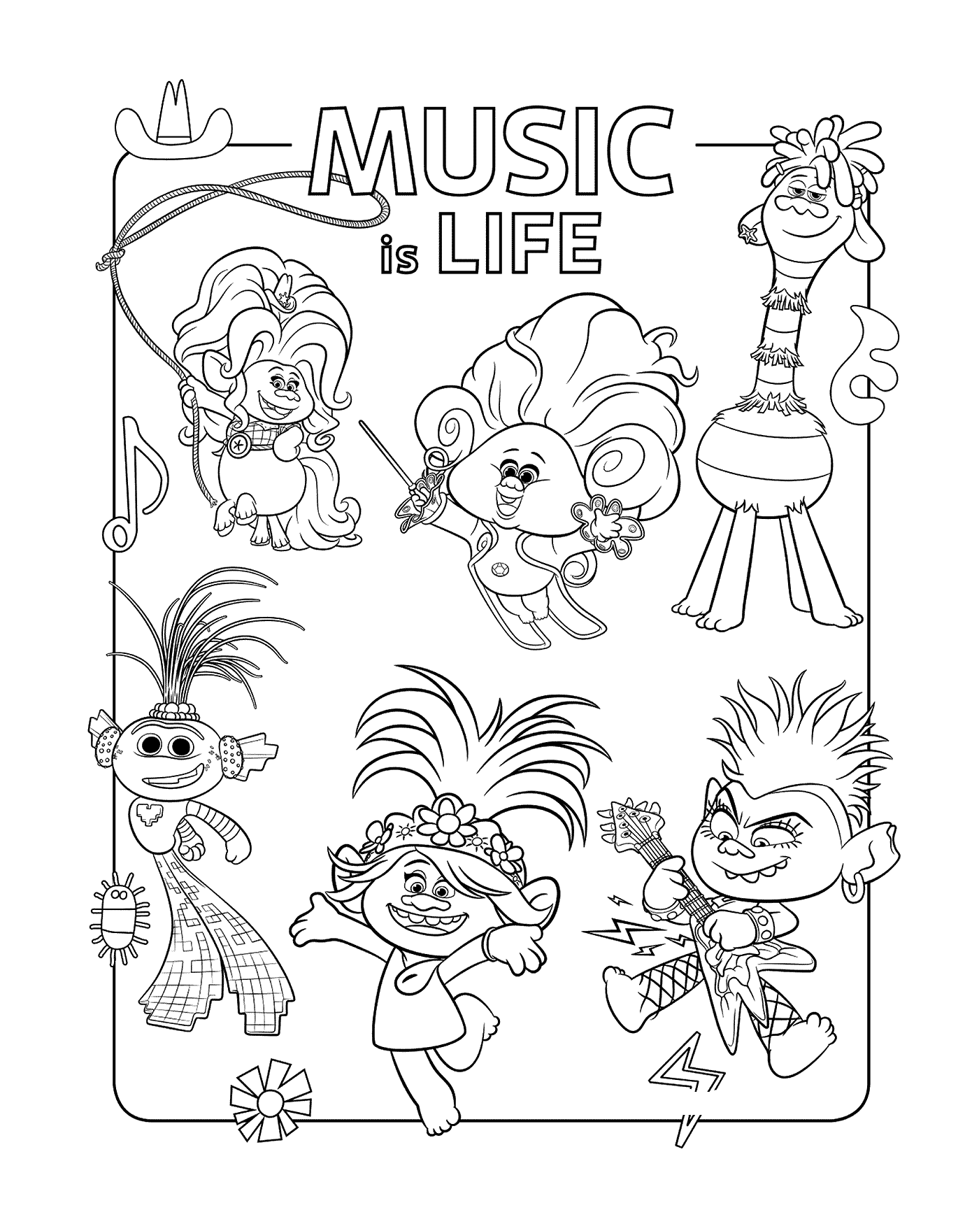 coloriage Kings and Queens from Trolls 2 World Tour