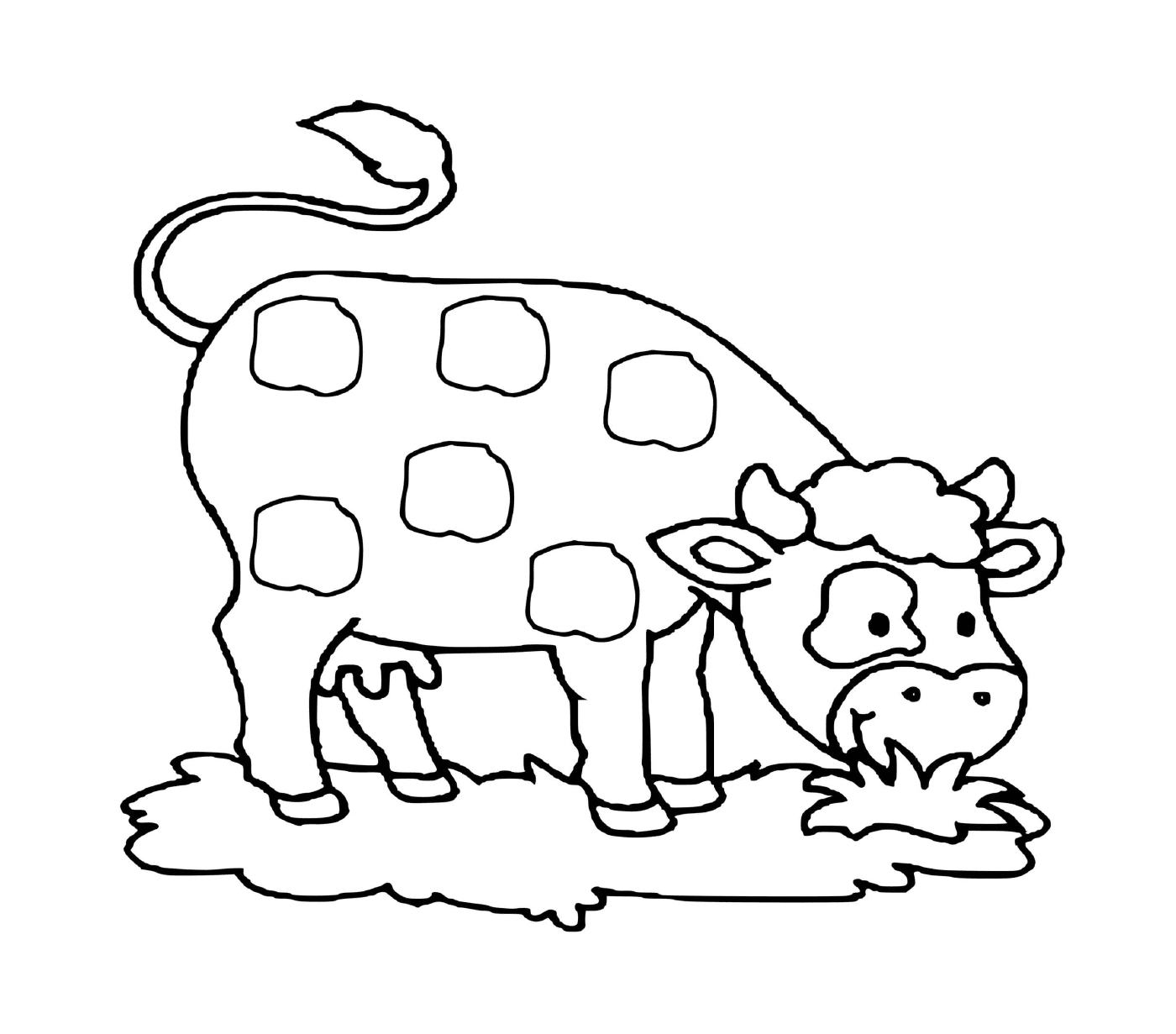 coloriage adorable vache qui mange