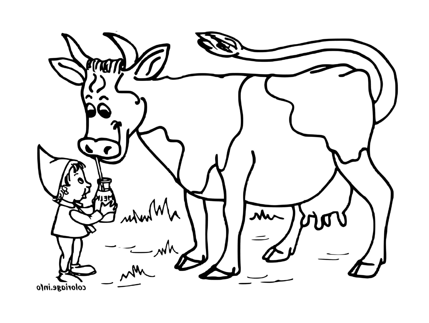 coloriage vache qui boit du lait