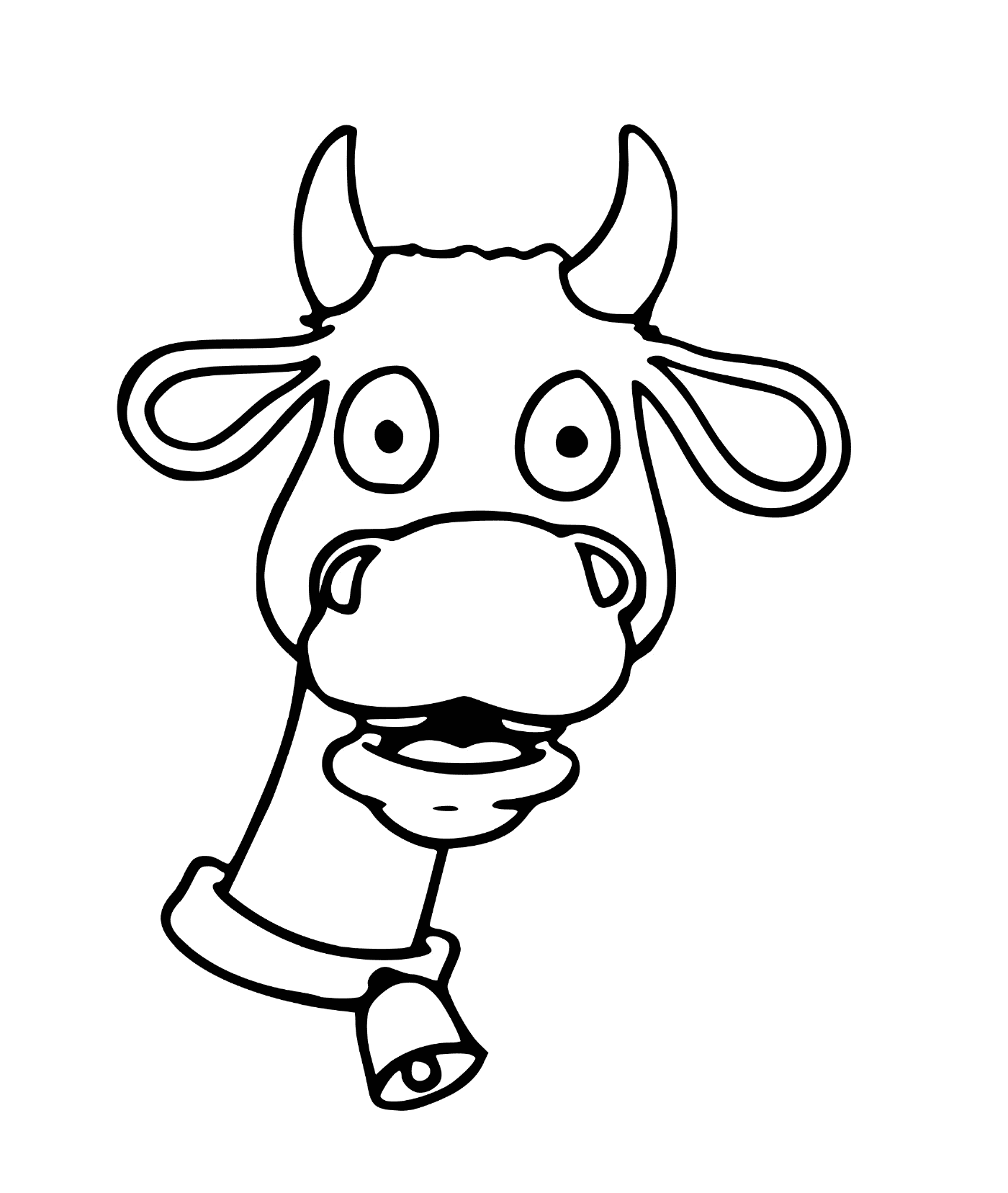 coloriage tete de vache avec une cloche