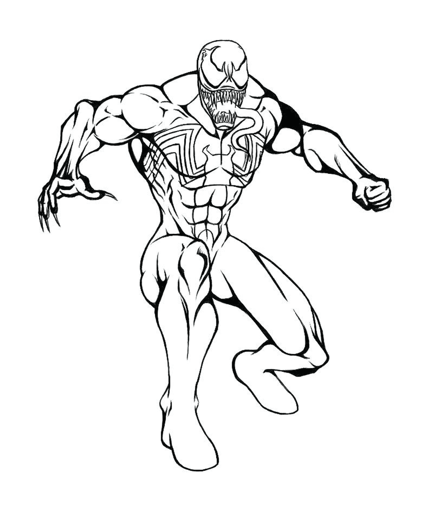 coloriage venom de spiderman mode defense