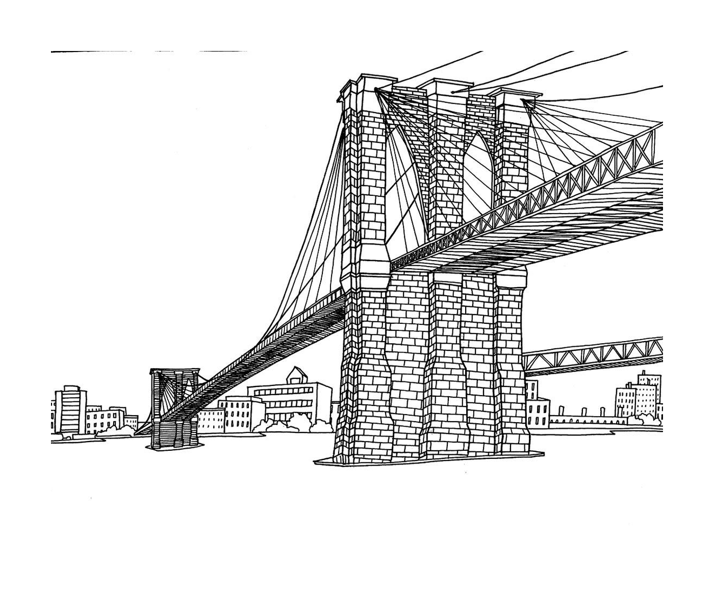 coloriage pont Brooklyn de la ville de New York