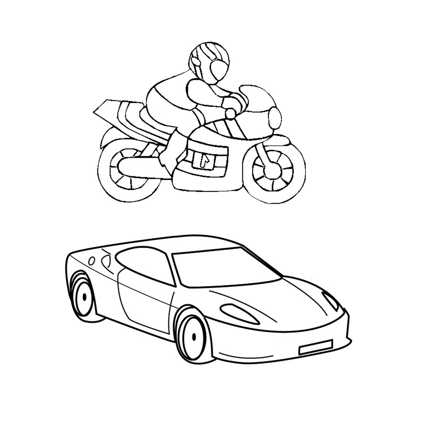 coloriage moto et voiture