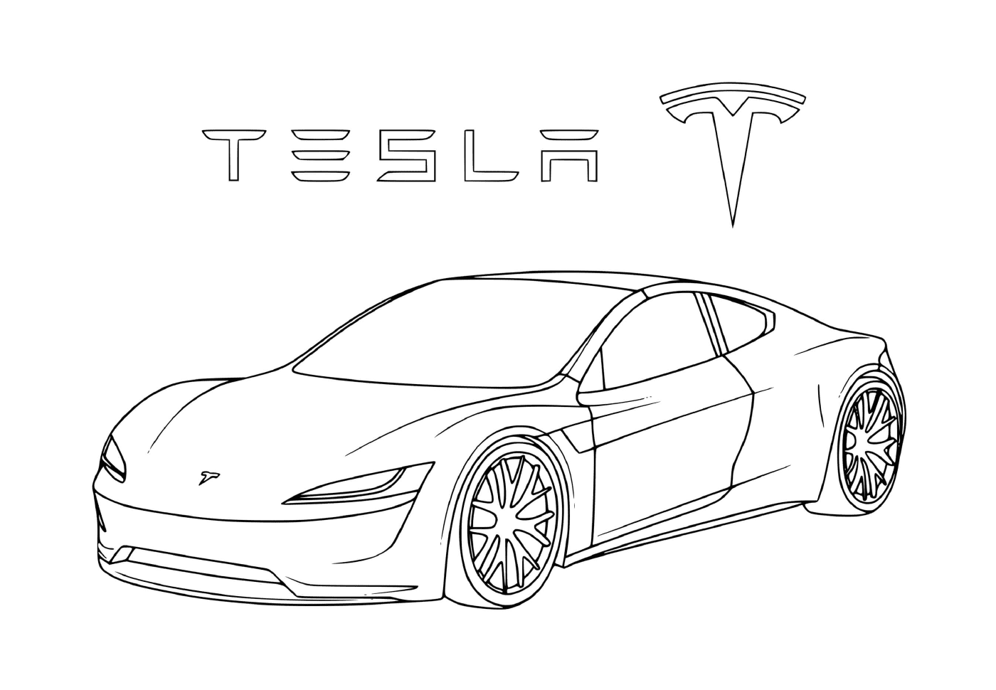 coloriage Roadster 2 Tesla