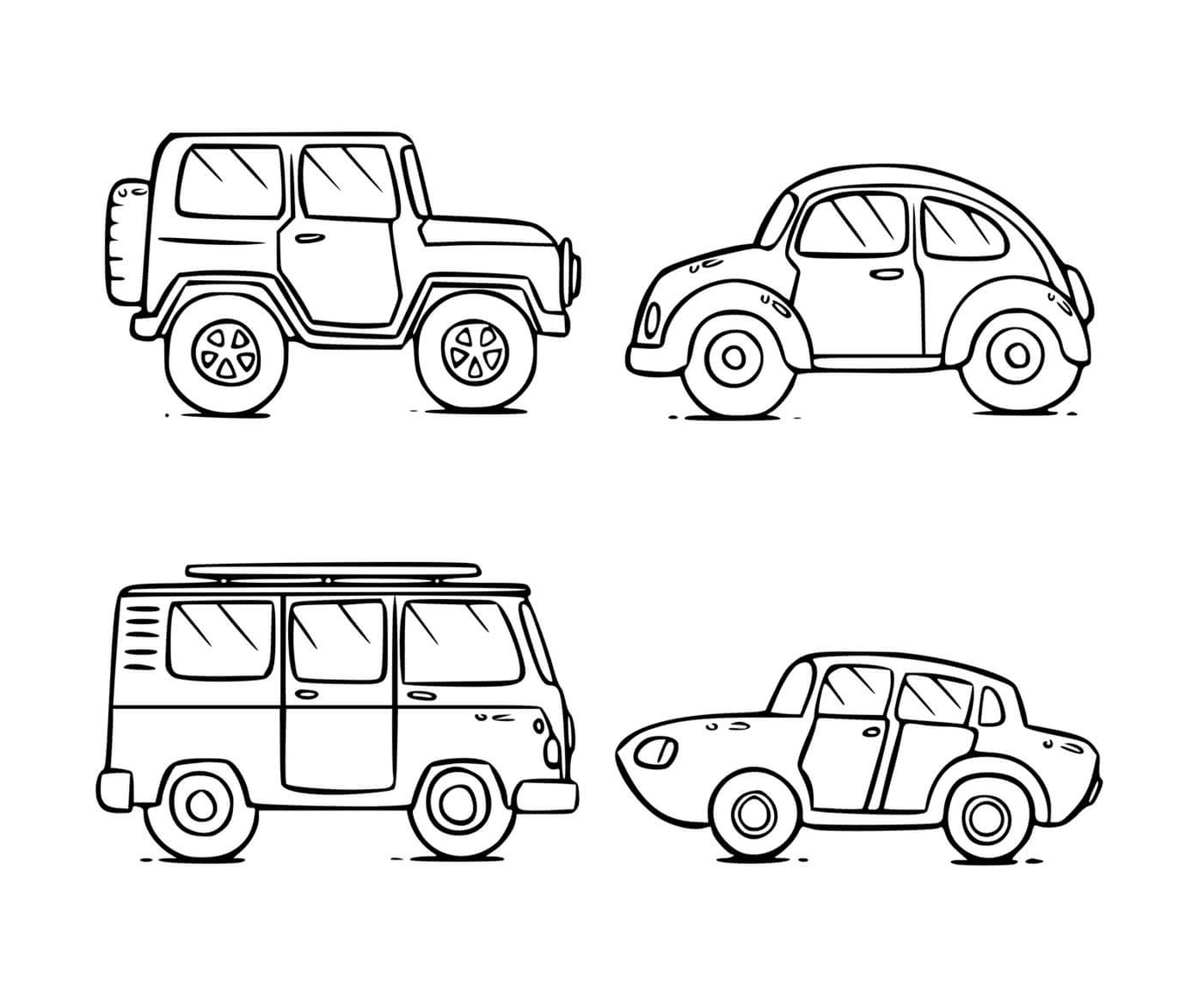 coloriage voiture coccinelle voiture jeep 4x4 voiture de course et microbus volkswagen