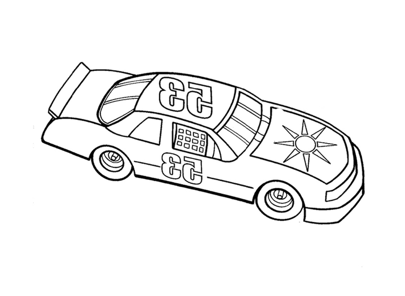 coloriage simple voiture de course logo soleil
