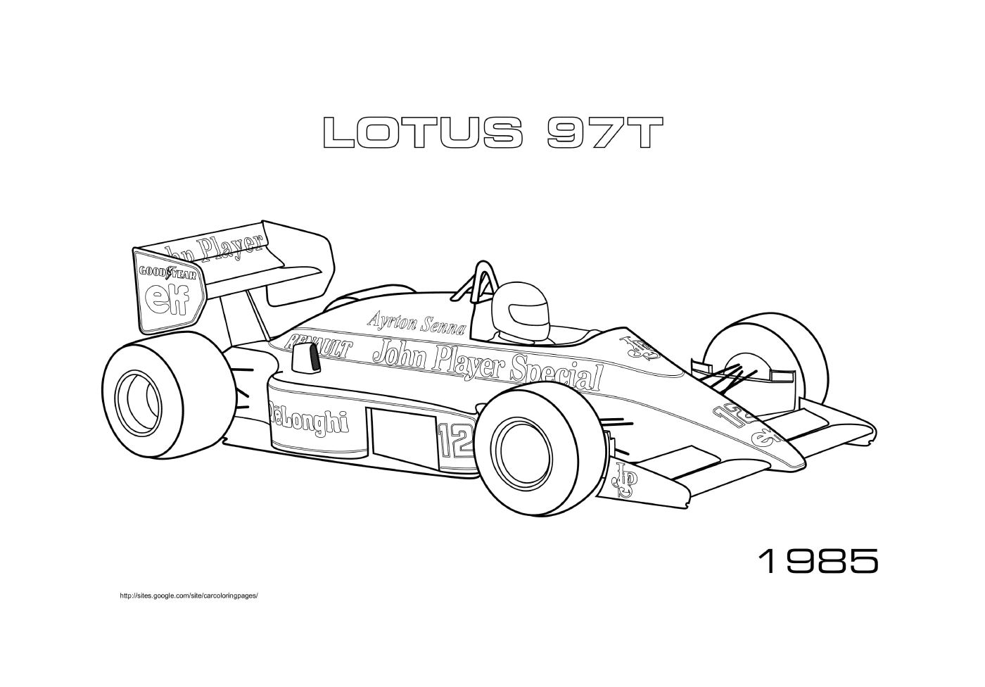 coloriage F1 Lotus 97t 1985