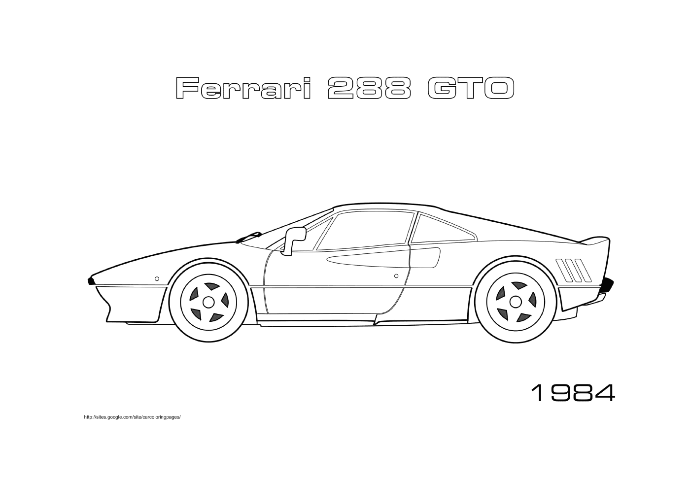 coloriage Voiture Ferrari 288 Gto 1984