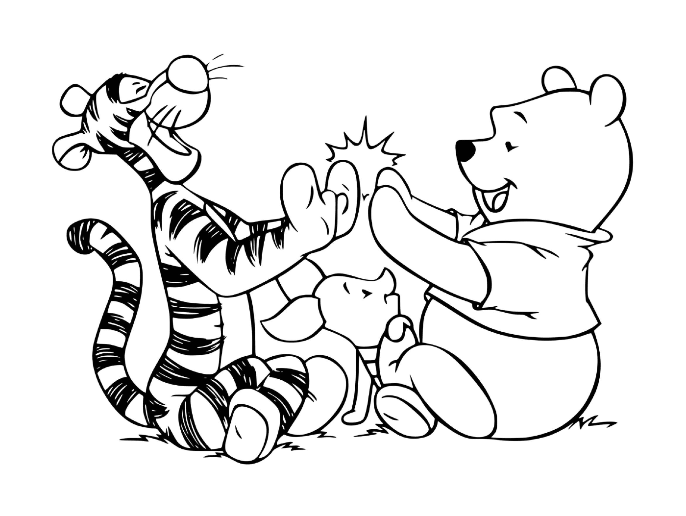 coloriage tigre fou Tigger Too joue avec Winnie