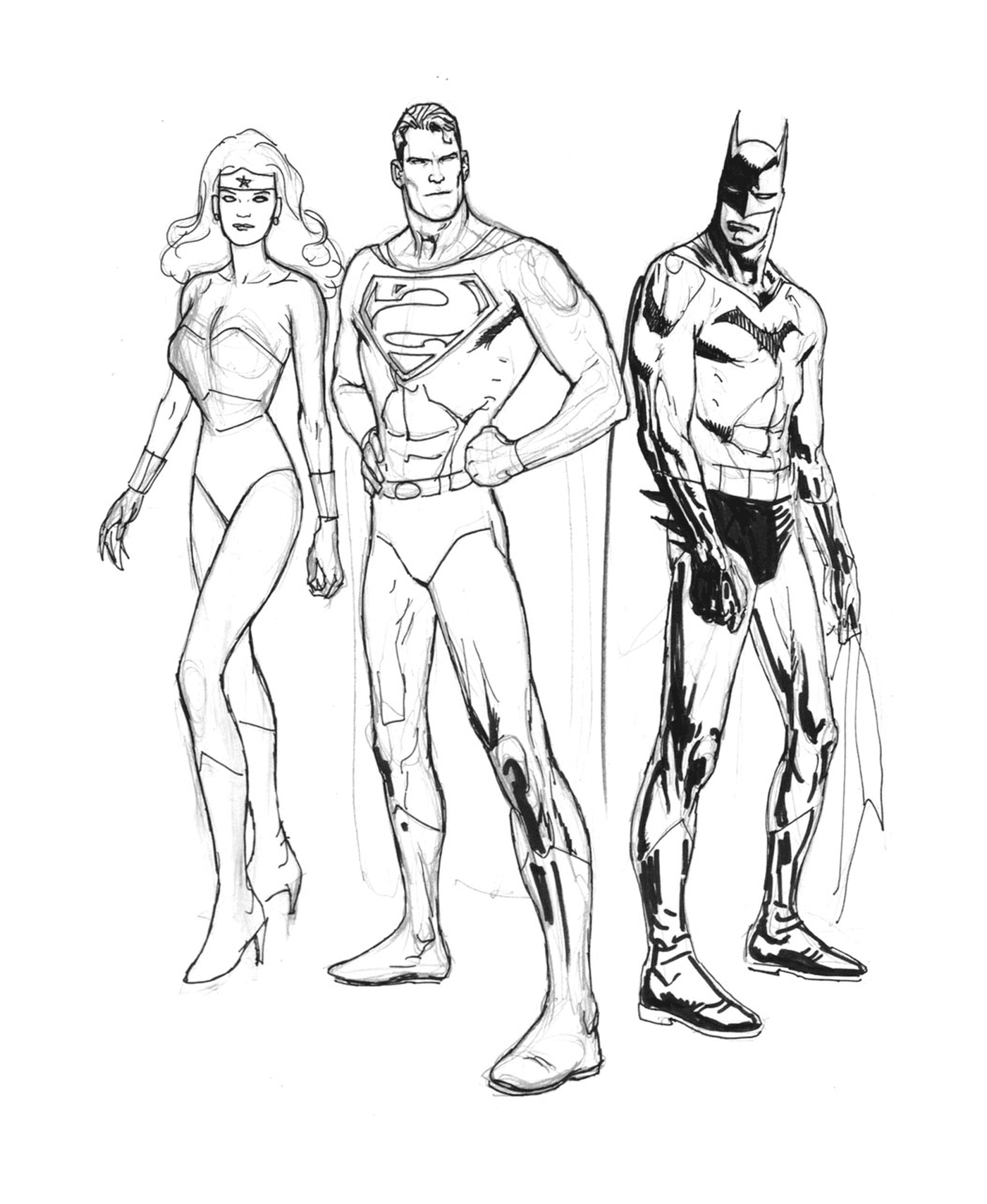 coloriage batman superman wonder woman