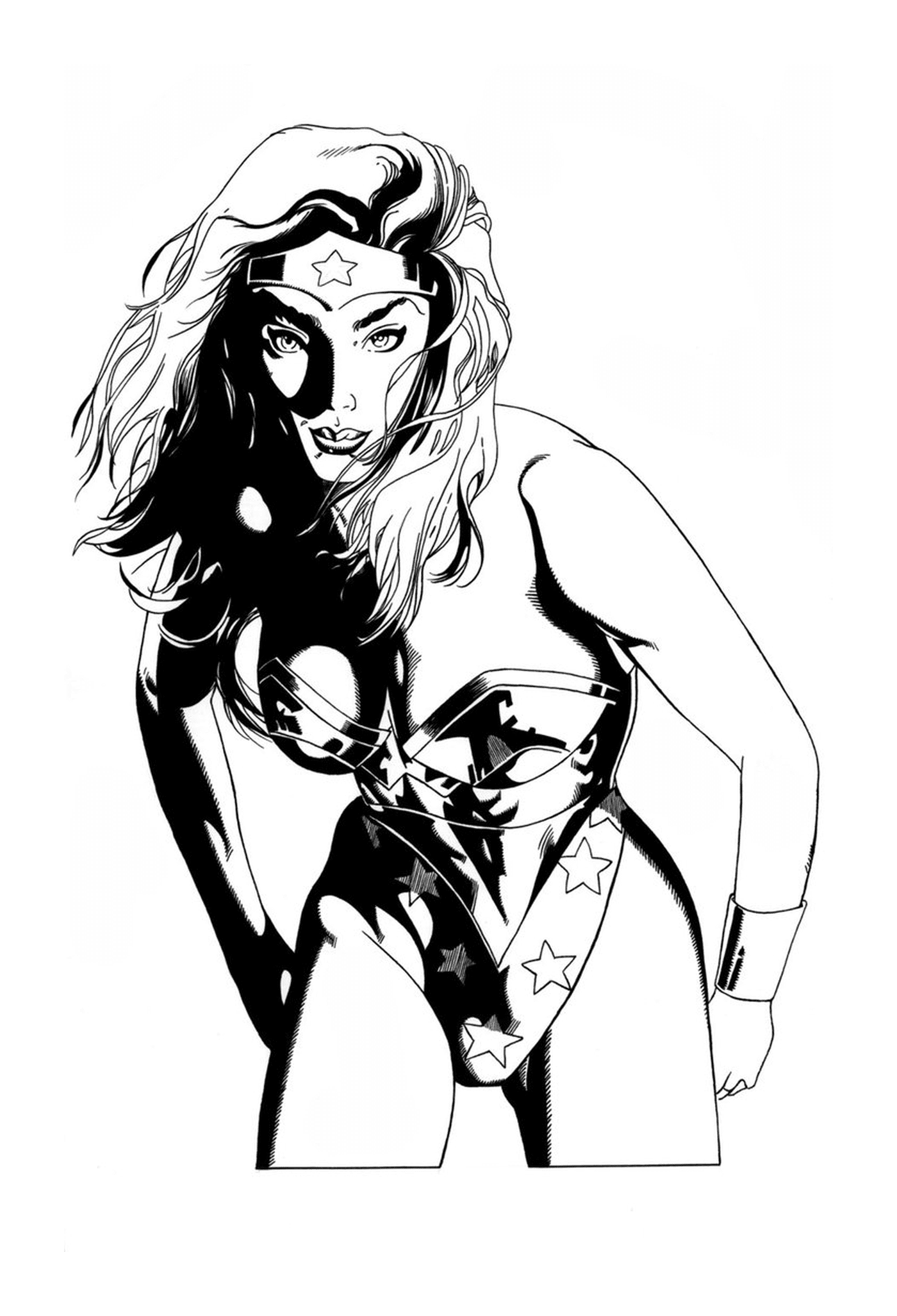 coloriage wonderwoman adulte pencil and ink par danny39 dc comics