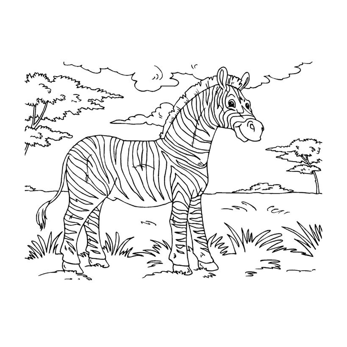 coloriage zebre savane
