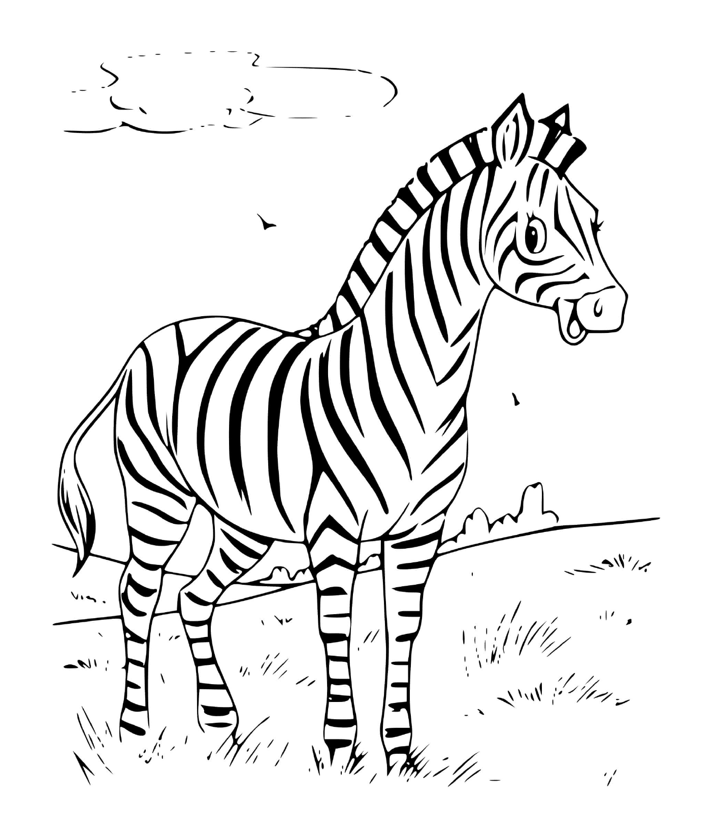coloriage zebre souriant avec des bandes de rayures noires et blanches