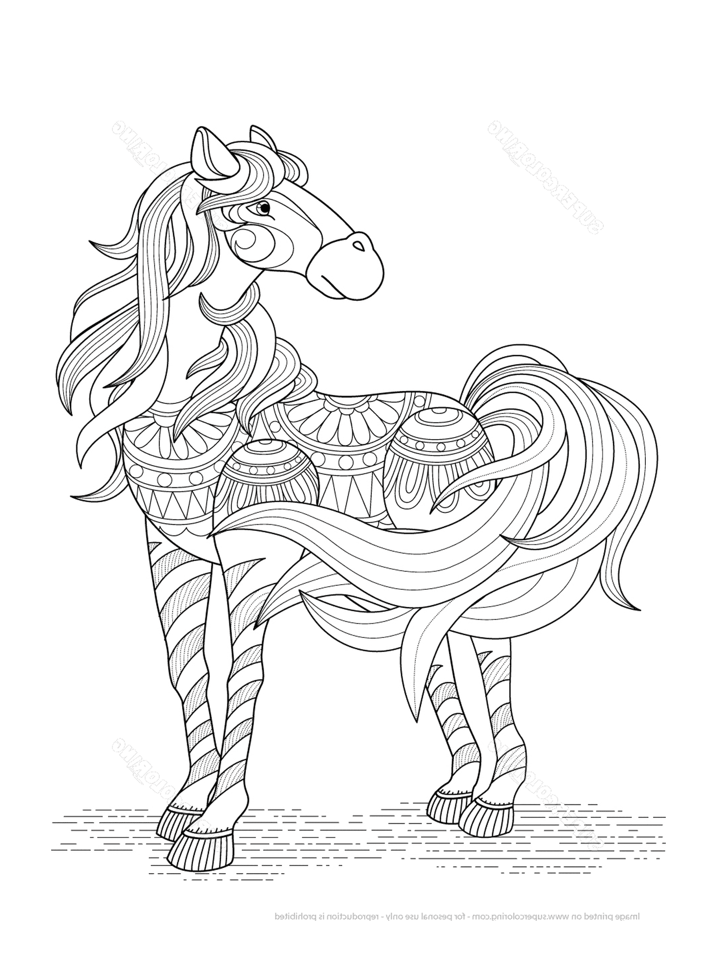 coloriage lovely horse zentangle adulte