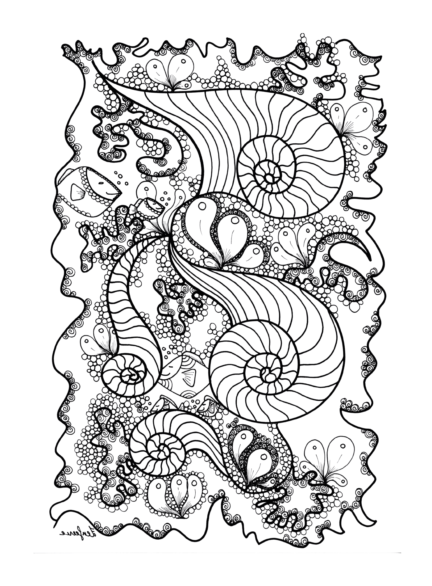 coloriage adulte poisson by zenfeerie
