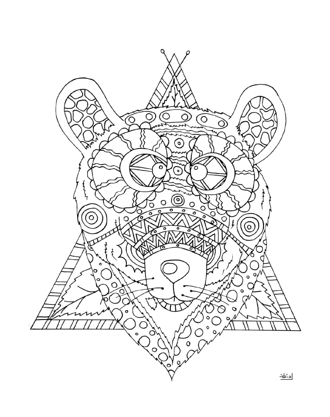 coloriage bear with tribal pattern adulte