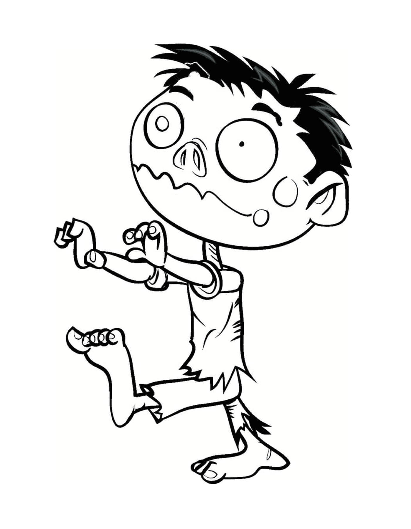 coloriage un enfant zombie marche droit