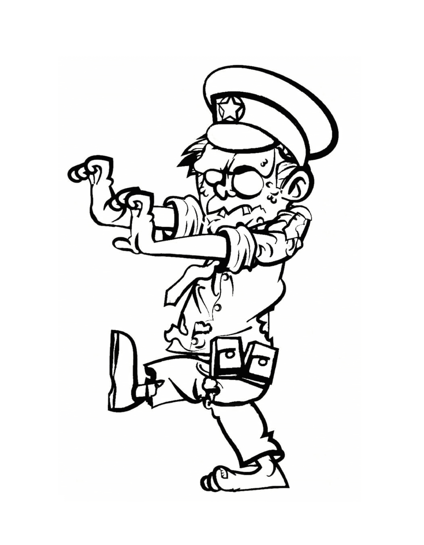 coloriage zombi policier en service