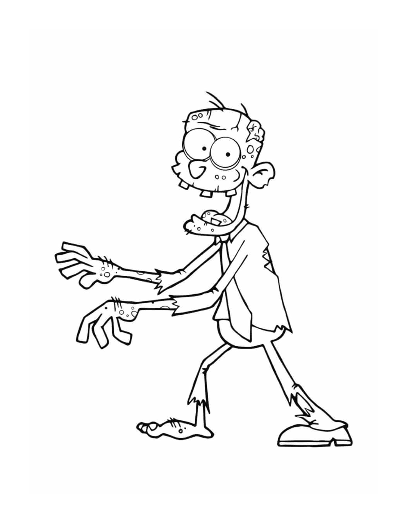coloriage un zombi joyeux de marcher
