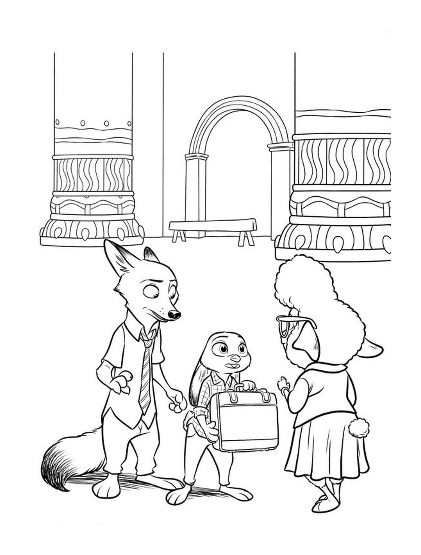 coloriage zootopie judy et nick avec madame bellwether