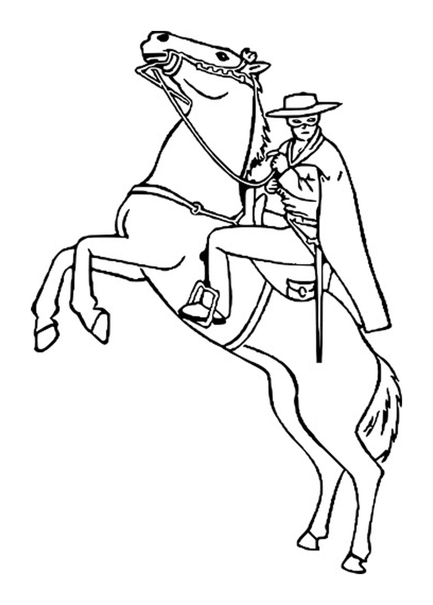 coloriage zorro sur son cheval