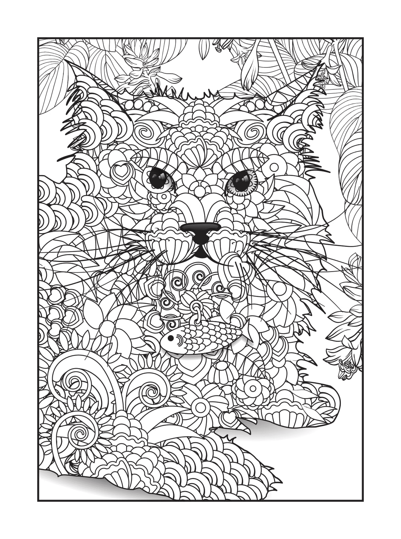  Chat lynx avec des fleurs 